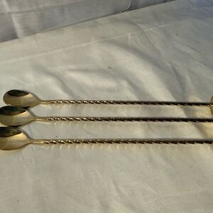 Vintage Gold Twist Cocktail Spoons | Set of 3